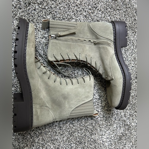 SAM EDELMAN LEX sage green suede leather combat boots size 8 - Picture 13 of 15